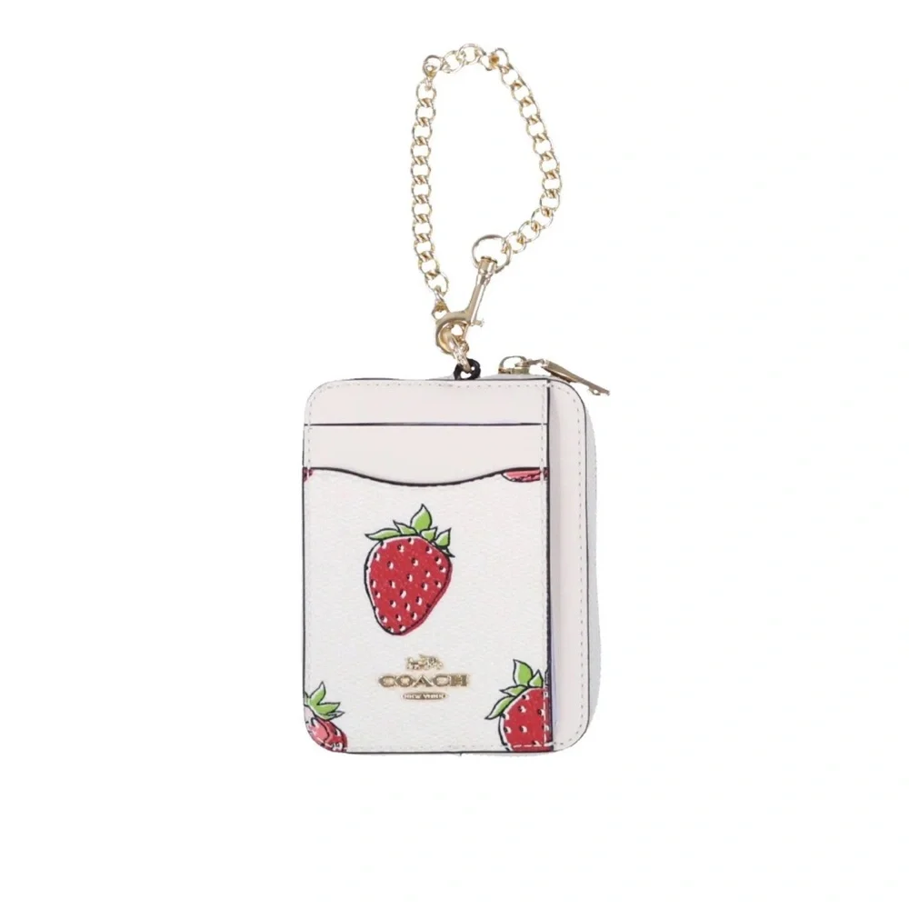 NWT! Coach Red Strawberry Cream Card Holder Wallet - Picture 1 of 7